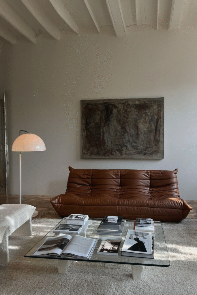 Modern minimalist living room representing clarity and focus in deciding what business to start.